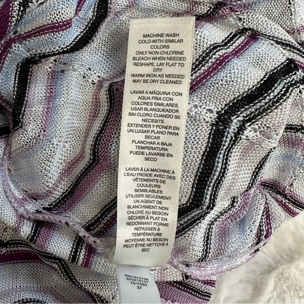 White House Black Market purple petite chevron sweater cardigan tassels hem XS/S